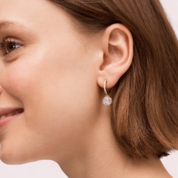 Kate Spade Bright Ideas That Sparkle Pave Huggie Charm Earrings Hoop NWT - Picture 4 of 8